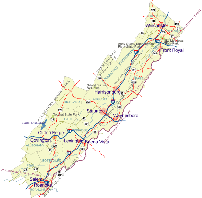 map of shenandoah valley