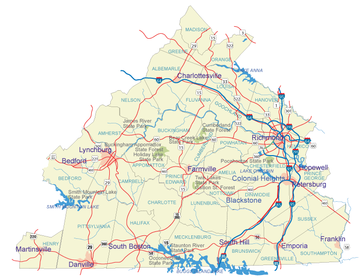 map of central virginia