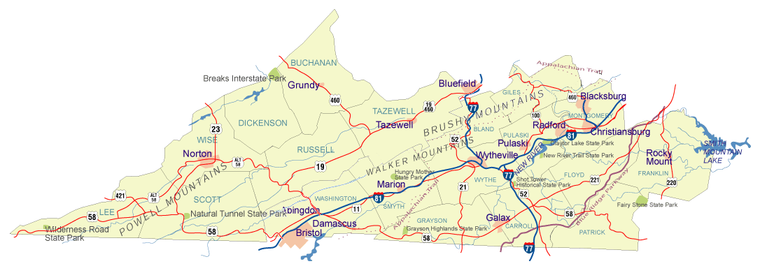 map of southwestern virginia